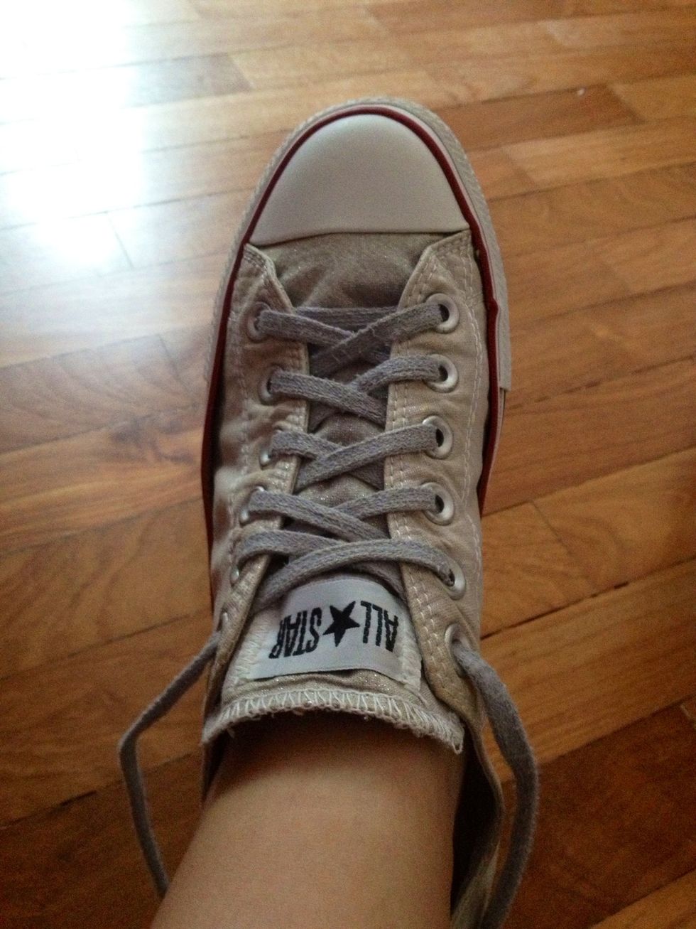 The reason why I said not to sew down the holes- you can easily lace up your shoes if you need to! And this project would have helped to keep the shoe in good shape as well.