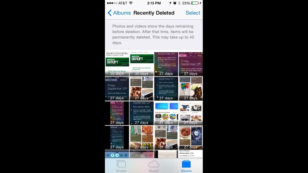 The recently deleted album shows all the photos and videos you've deleted along with the number of days you have remaining to recover them. Find a photo or video you want to recover and select it.