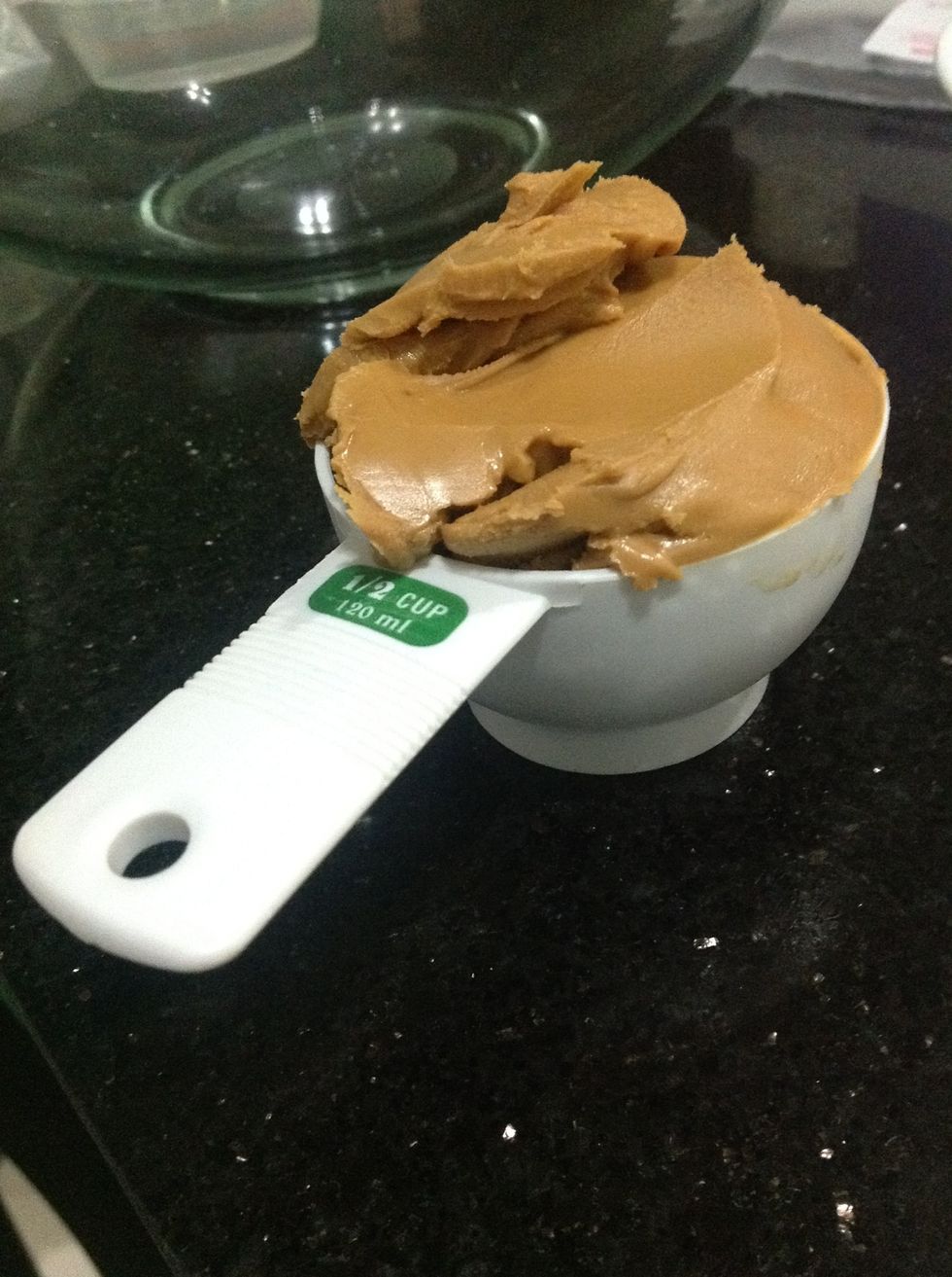 The recipe calls for 1/2 cup....... But....... I went juuuuust slightly a little over....