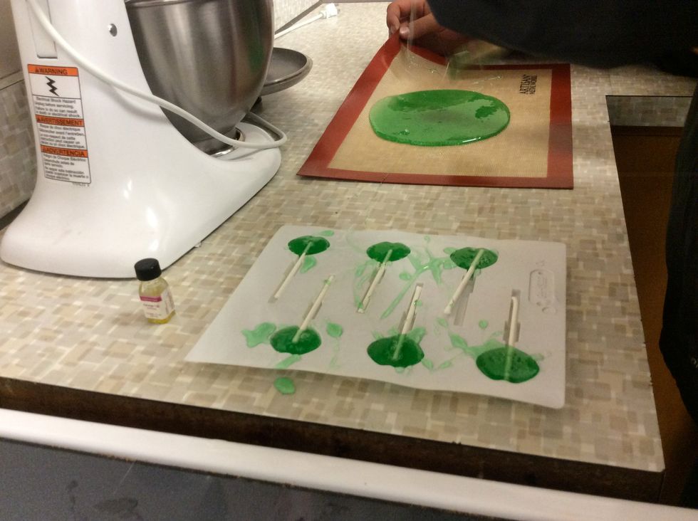 The remainder can be poured on a Silpat and shaped or allowed to cool.