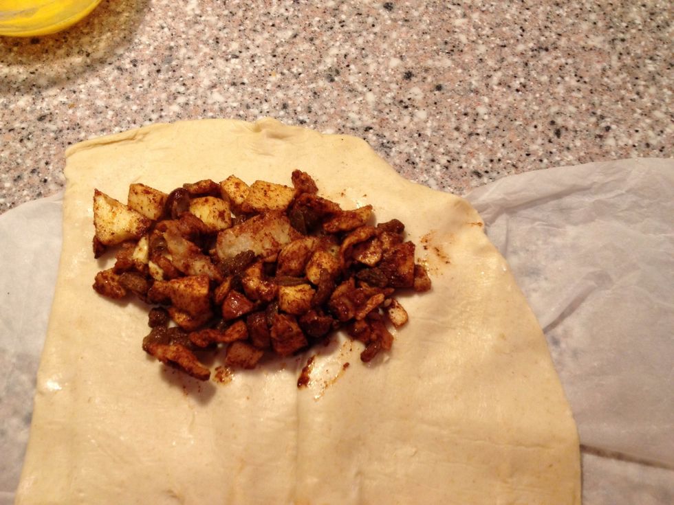 The rest of the filling and the rest of the pie dough are going to be baked also.