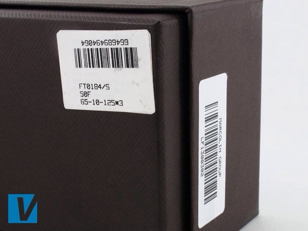 The retail box label details manufacturer information and a barcode. Check, where applicable, it matches the same details on your sunglasses.