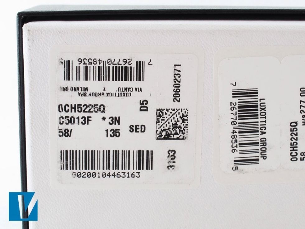 The retail box label details manufacturer information and a barcode. Check, where applicable, these details match the same details located on your sunglasses.