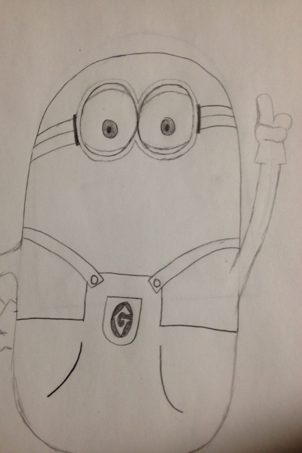 The right arm is straight up with a glove and one finger pointing up and two pointing down. The other hand is on his hip and a crease to make it look bent and a glove with one finger pointing out