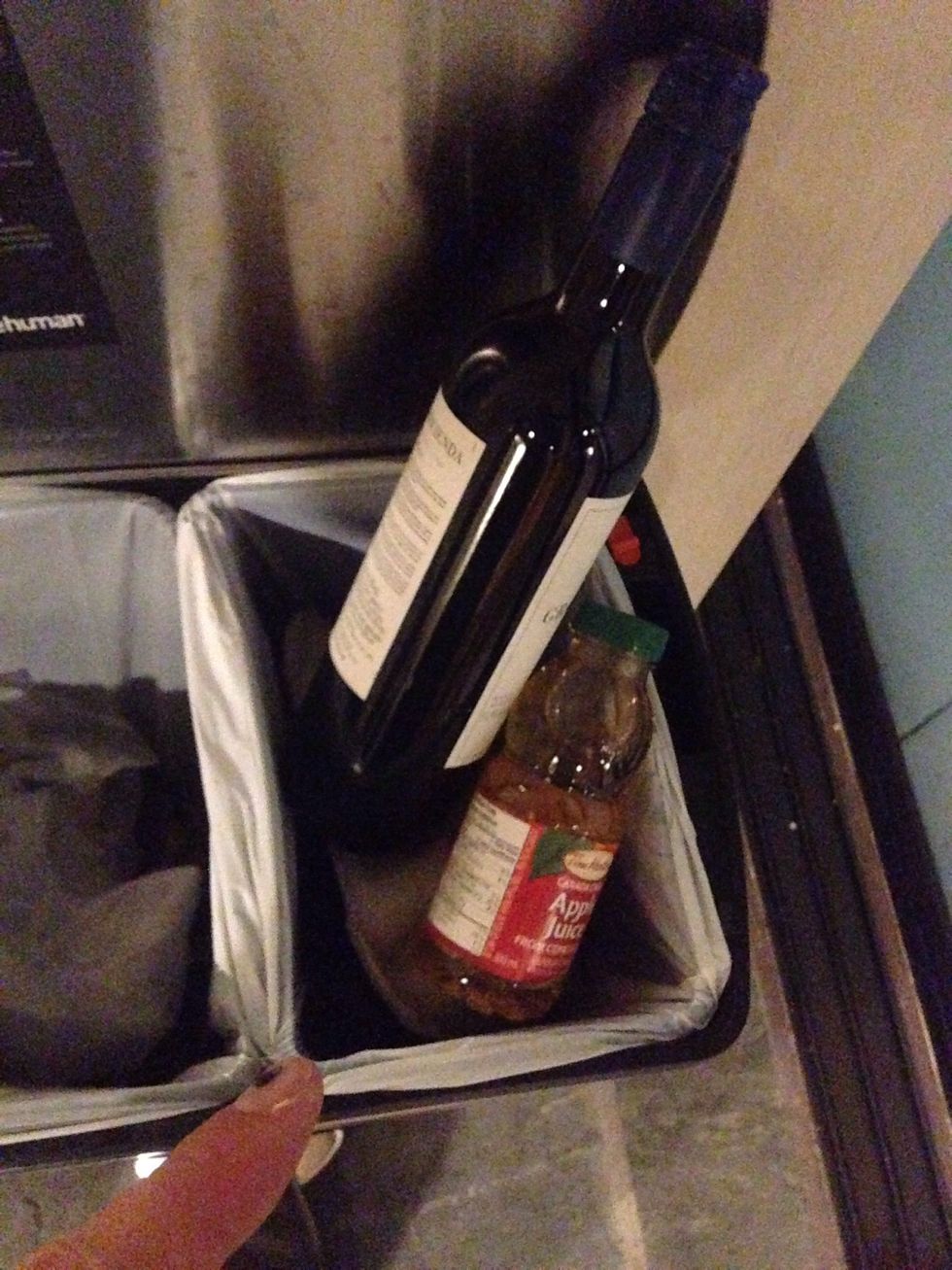 The right side is for recyclables, including plastics