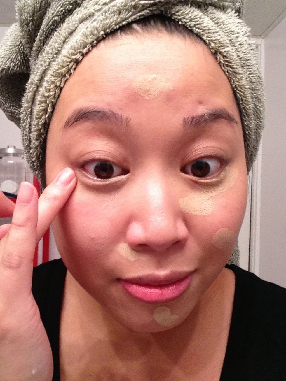 The ring finger is great at blending and softening your concealer for a natural look. Don't forget around the nose where you can be red!