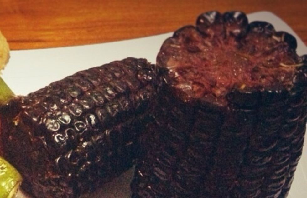 The roasted purple corn on the cob is ready :) moist, sweet, and definitely yummy :)