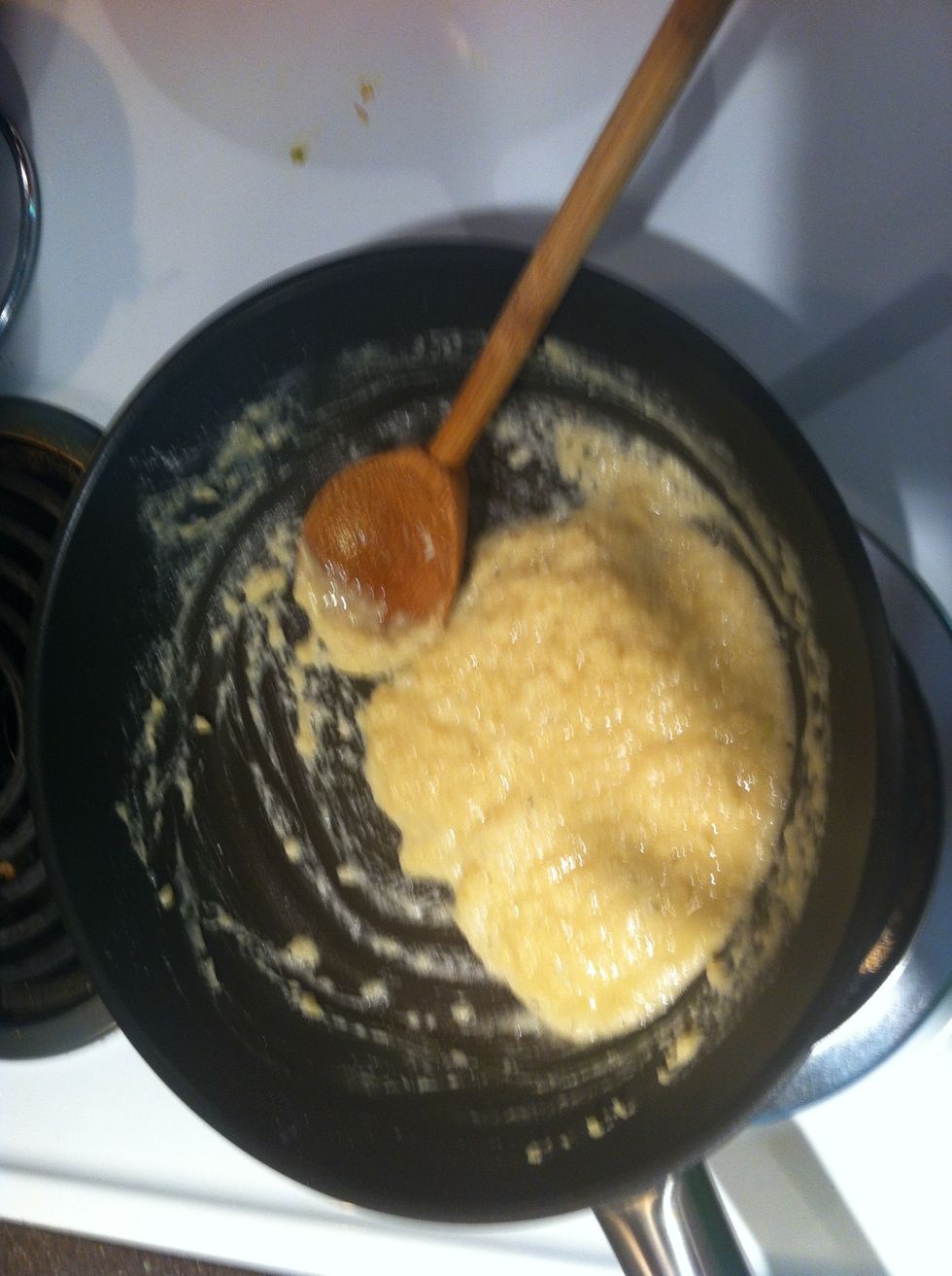 The roux is finished when it's golden brown. It only takes about 5 minutes over med-high heat. Stir into the chicken and vegetable mixture.