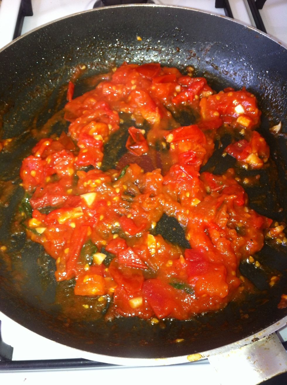 The sauce should reduce down to something like this