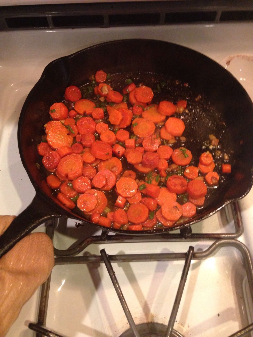 The sauce will thicken up a bit to add a cute little glaze to your carrots.