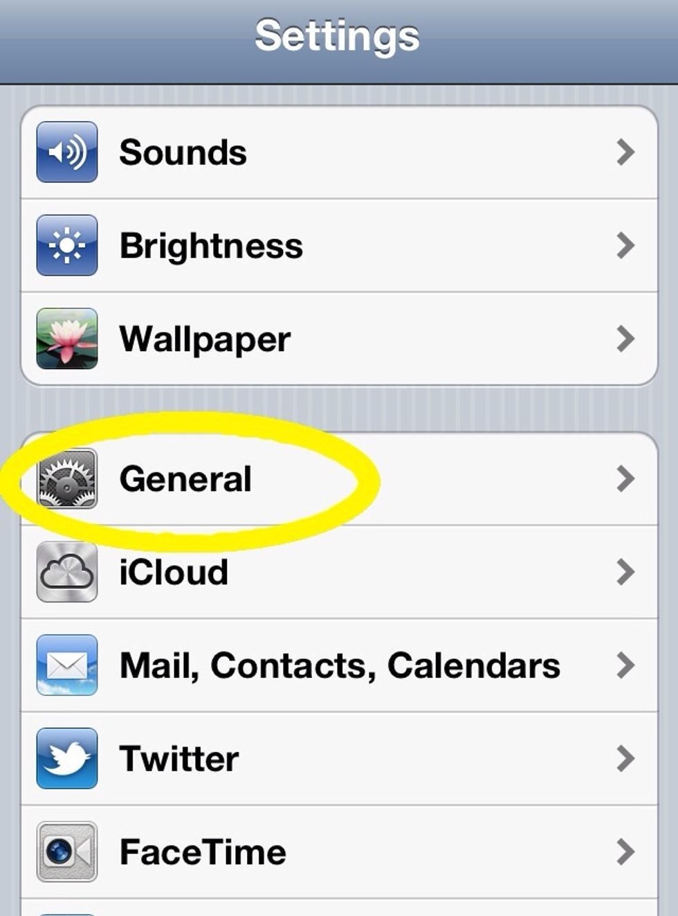The scroll down to General and go into it.