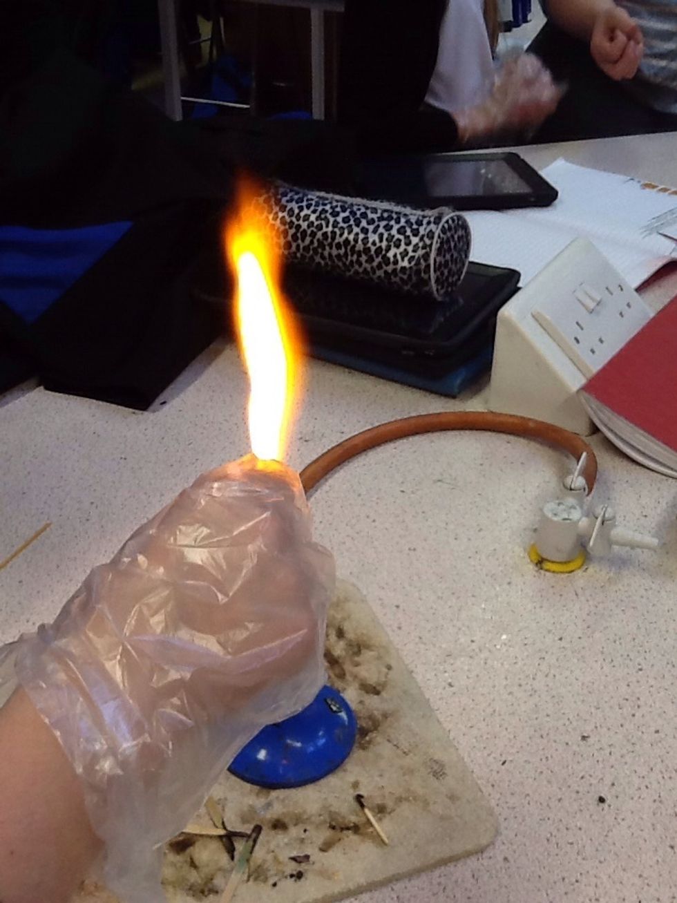 The second flame we tried was called stronkuim and when burnt it was pink and orange.