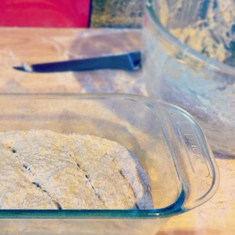 The second loaf will be rectangular. Make sure ably seams on your dough lay on the bottom to trap as much of the fermentation gas as possible.