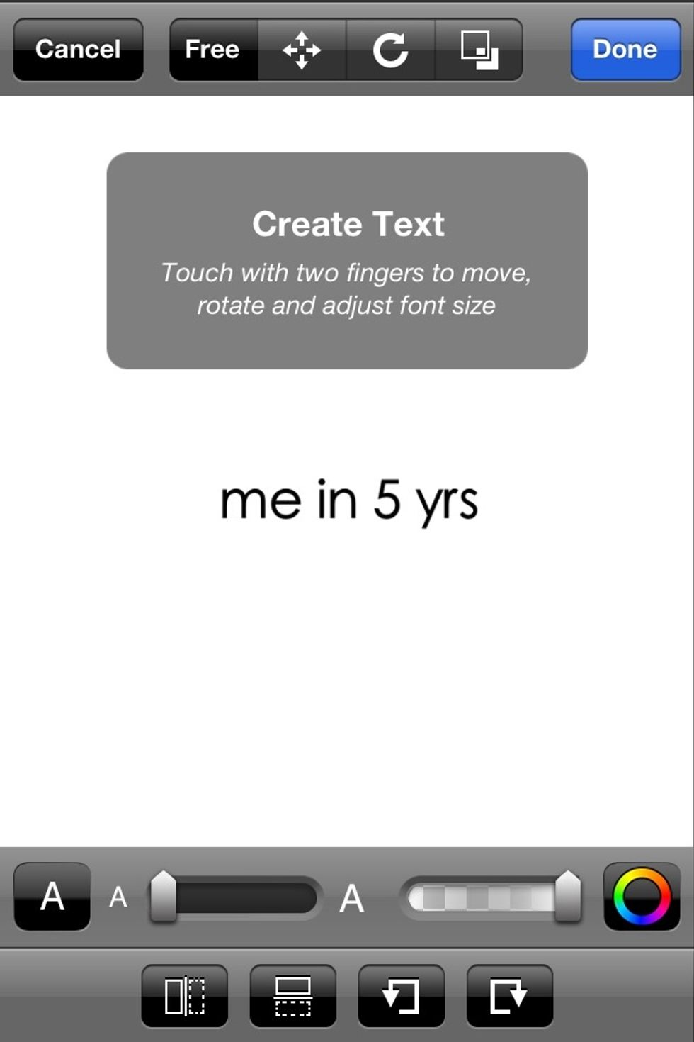 The second row from bottom from right to left: Text Select - This is where you choose your font and enter your text