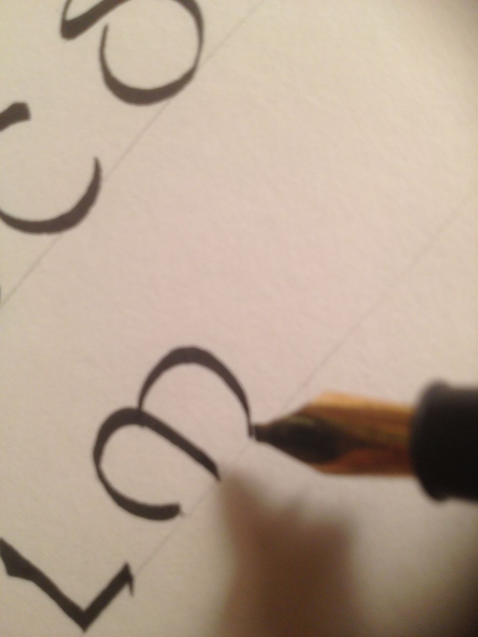 The second stroke is circular, terminating at the bottom line. If it's slightly bigger than the first stroke, that's fine; it adds character to the letter.