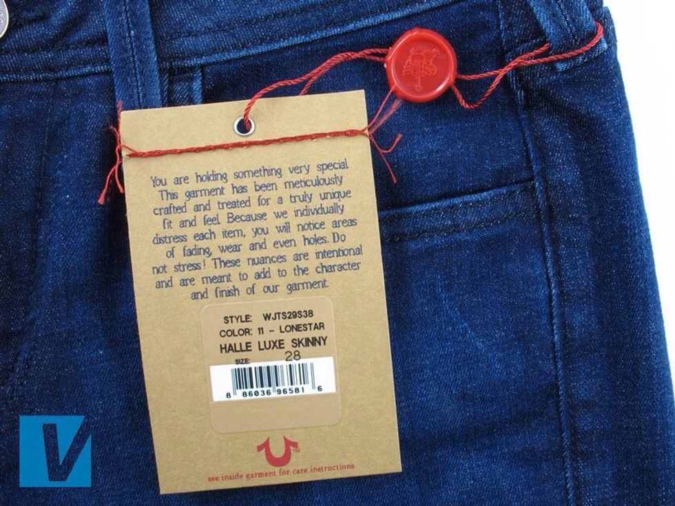 The seller may still have the original swing tags. If so again check that the size and style information matches that detailed elsewhere on the jeans.
