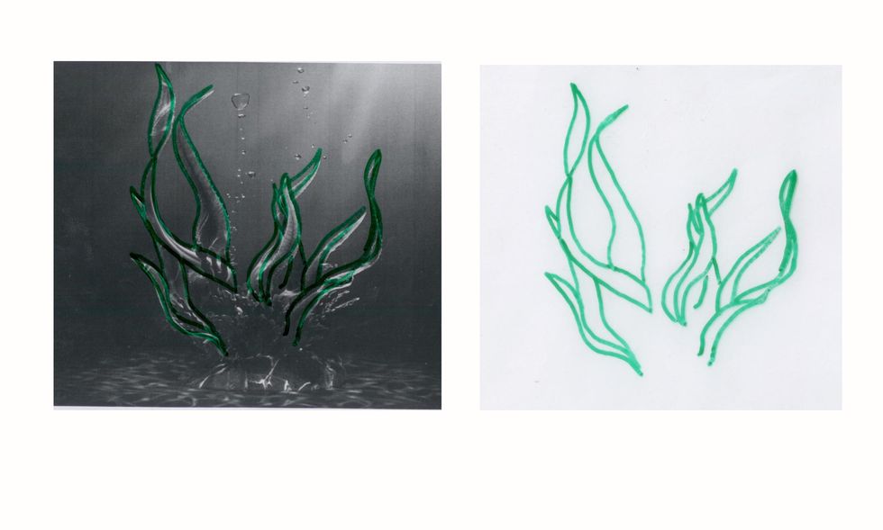 The shapes outlined can be a helpful start to drawing the twisted folds of the seaweed and can also be repeated to create a pattern.