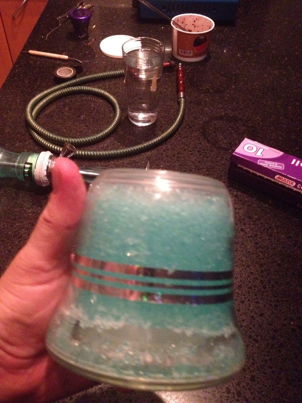 The SheeCool Hookahs base is put in the freezer over night ,it has gel inside that freezes