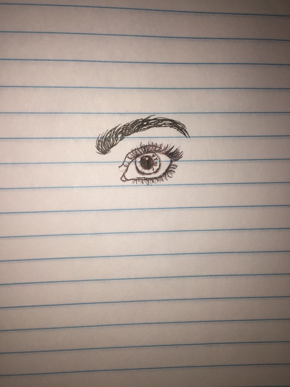 The shiny pen was annoying me so I went over in micron pens... Shape your eyebrow any way you prefer, I did a simple arch.