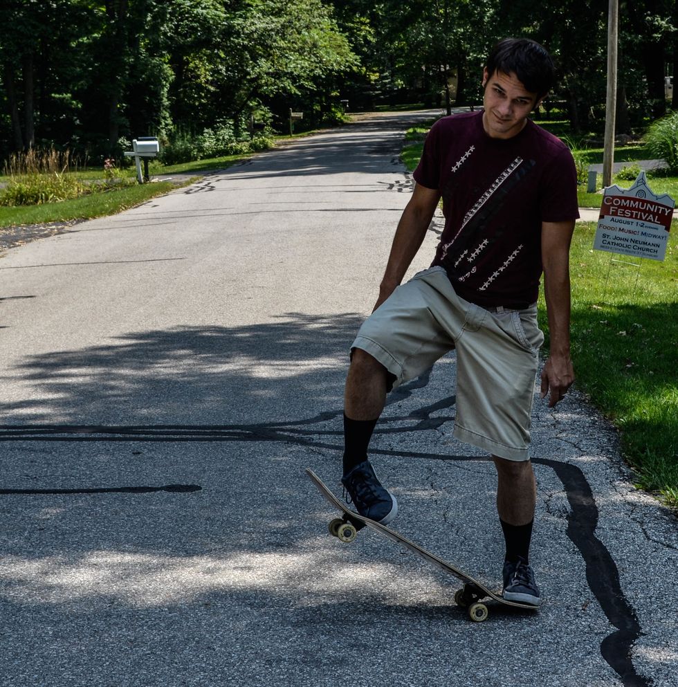 "The slide" is the second step to performing an Ollie. As soon as the snap is heard the front foot should slide from the middle of the board to the front bolts in a smooth manner.