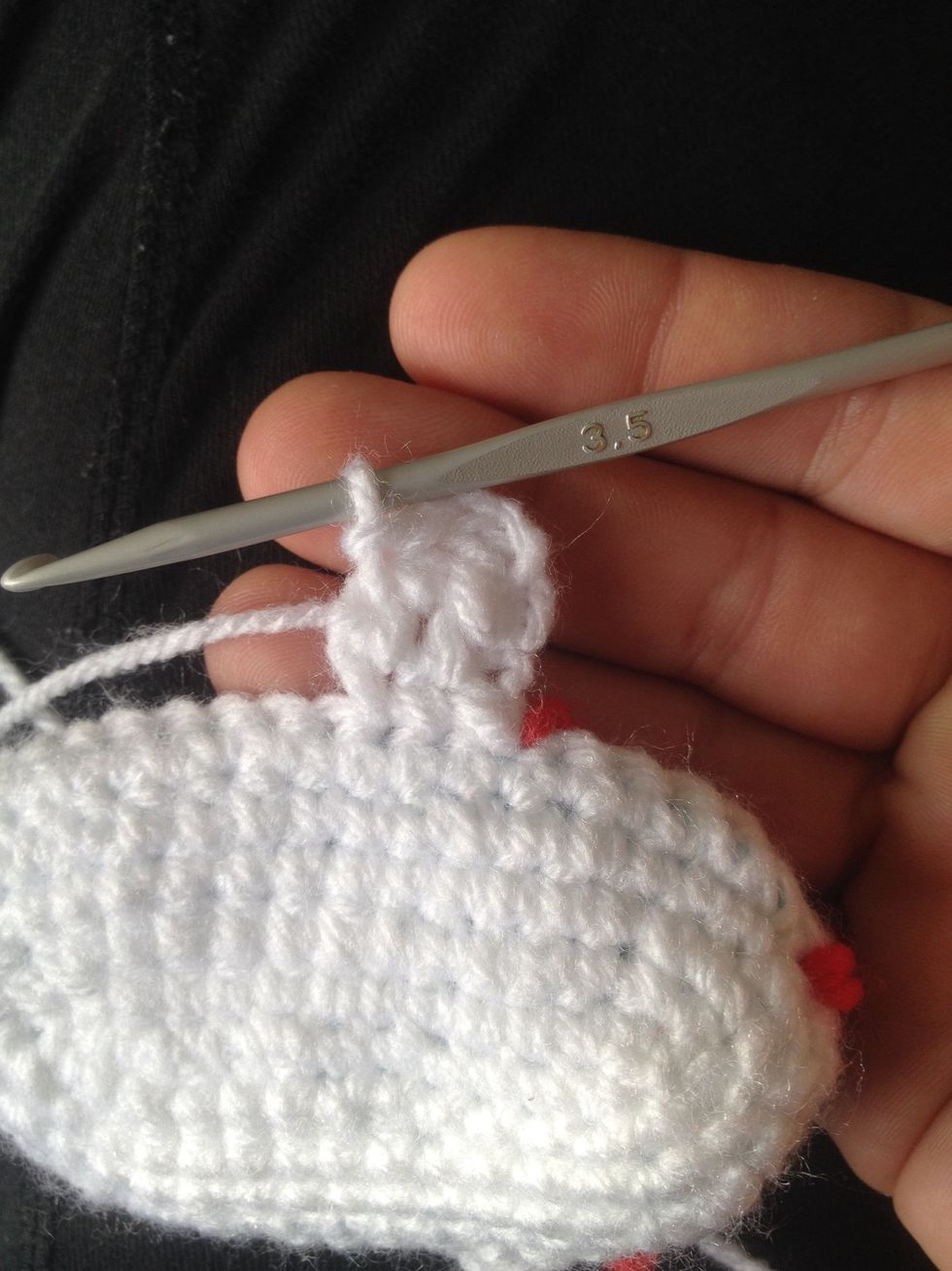 The slip stitch. DO NOT CUT and FASTEN OFF YARN. We keep going from here out for the rest of the straps