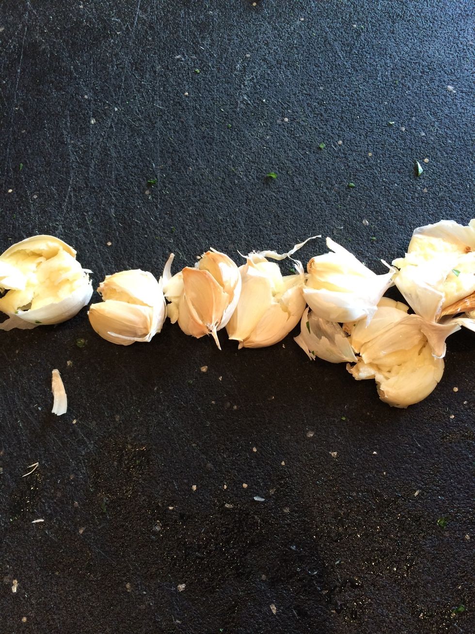 The smashed cloves are easy to peel.