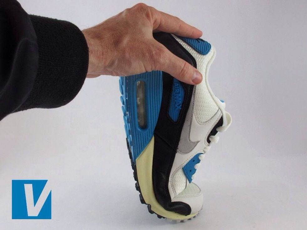 The sole of Nike Air Max 90's are made from rubber that is flexible and should not appear plastic. The seller should demonstrate this to you by flexing the soles.