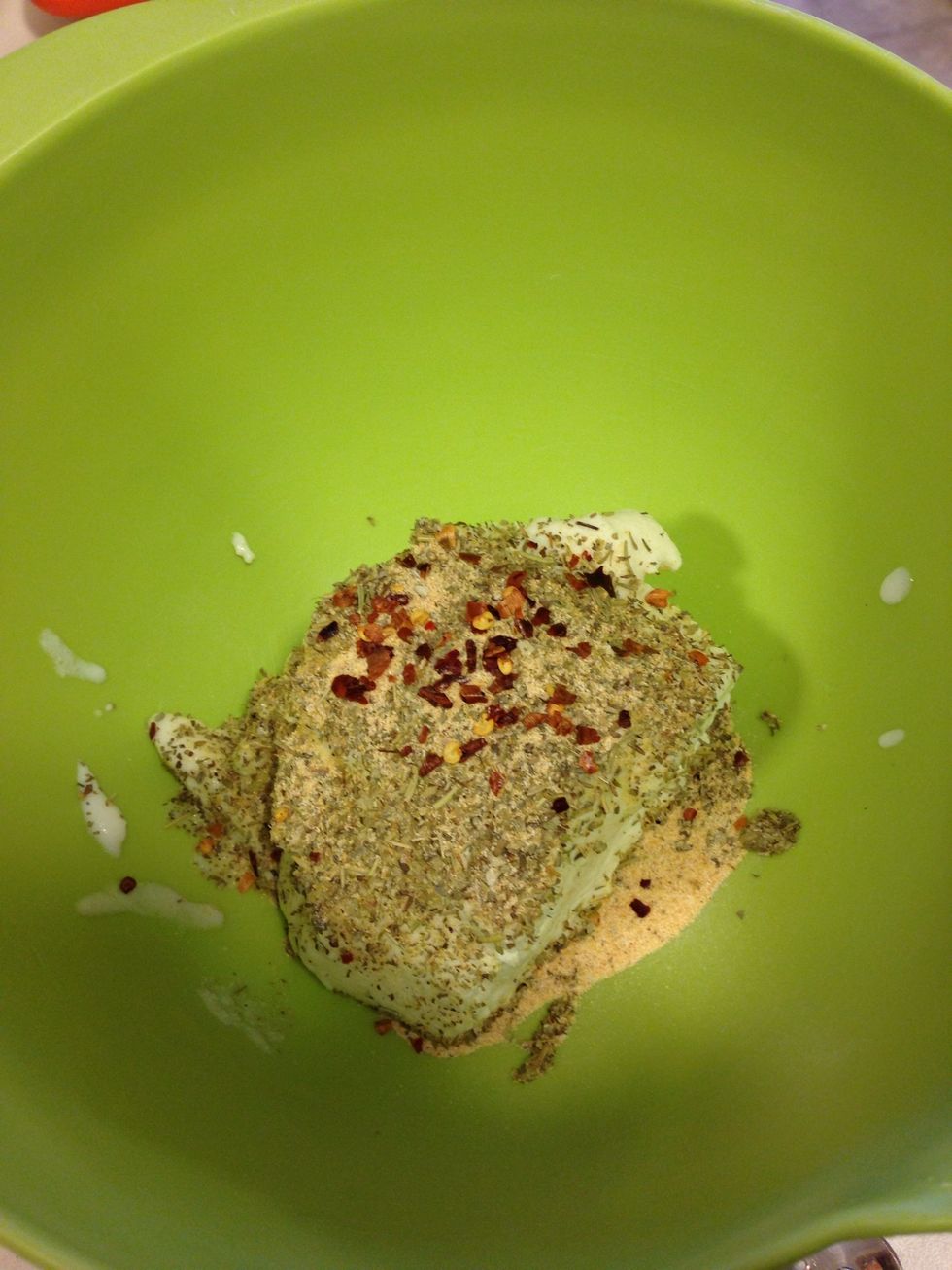 The spices then just mix it up and set it aside until we are ready!