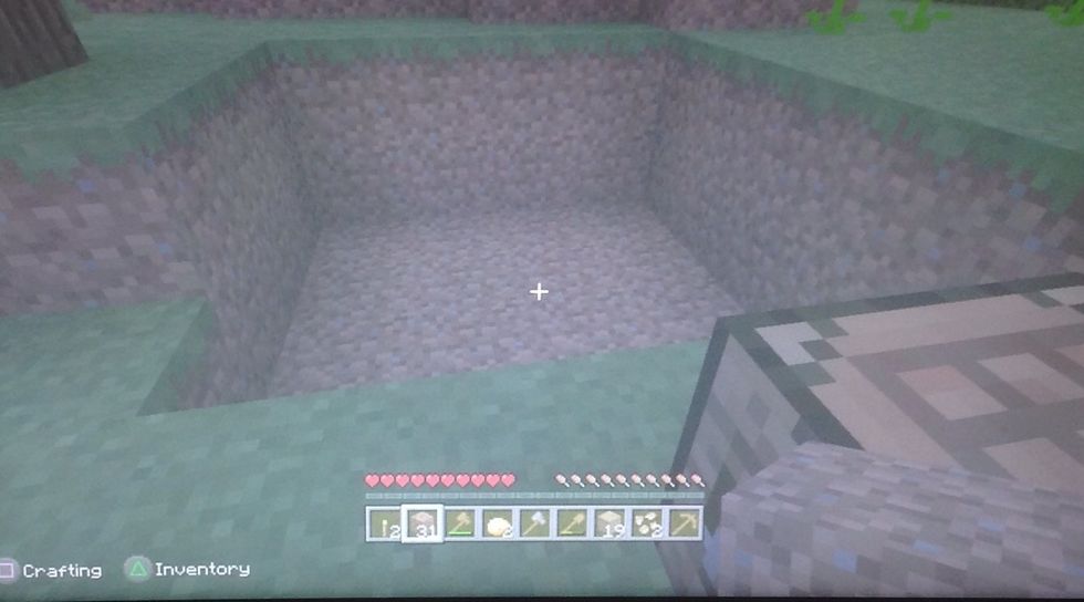 The square is not to big to start. Fill in with wooden planks or logs.