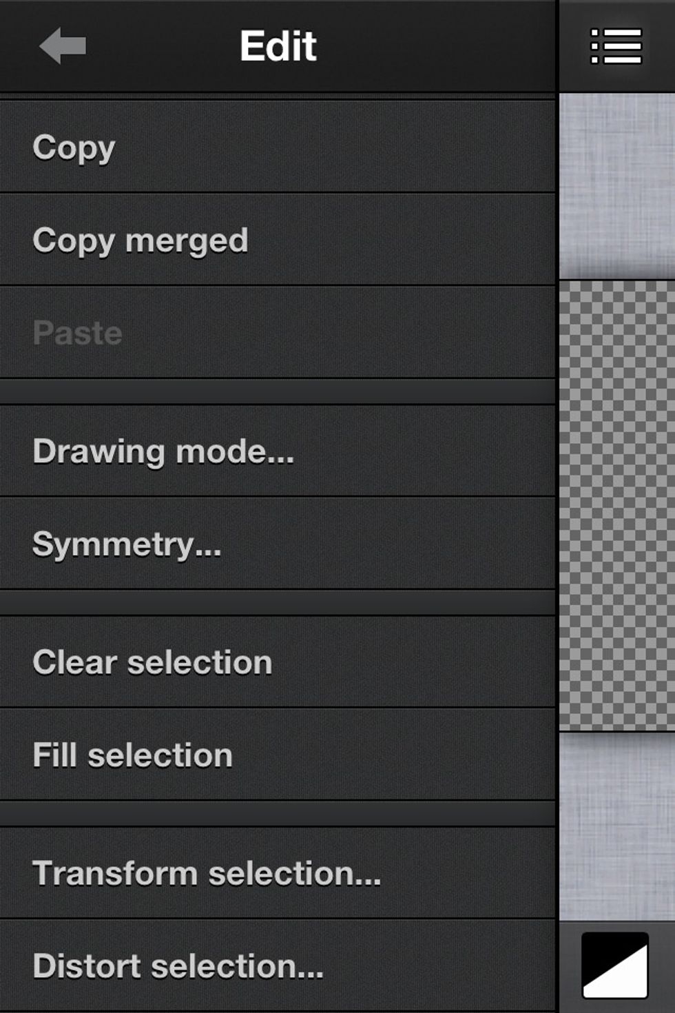 The square is selected (see dotted line around square). Go into the Edit menu and select "Distort Selection".
