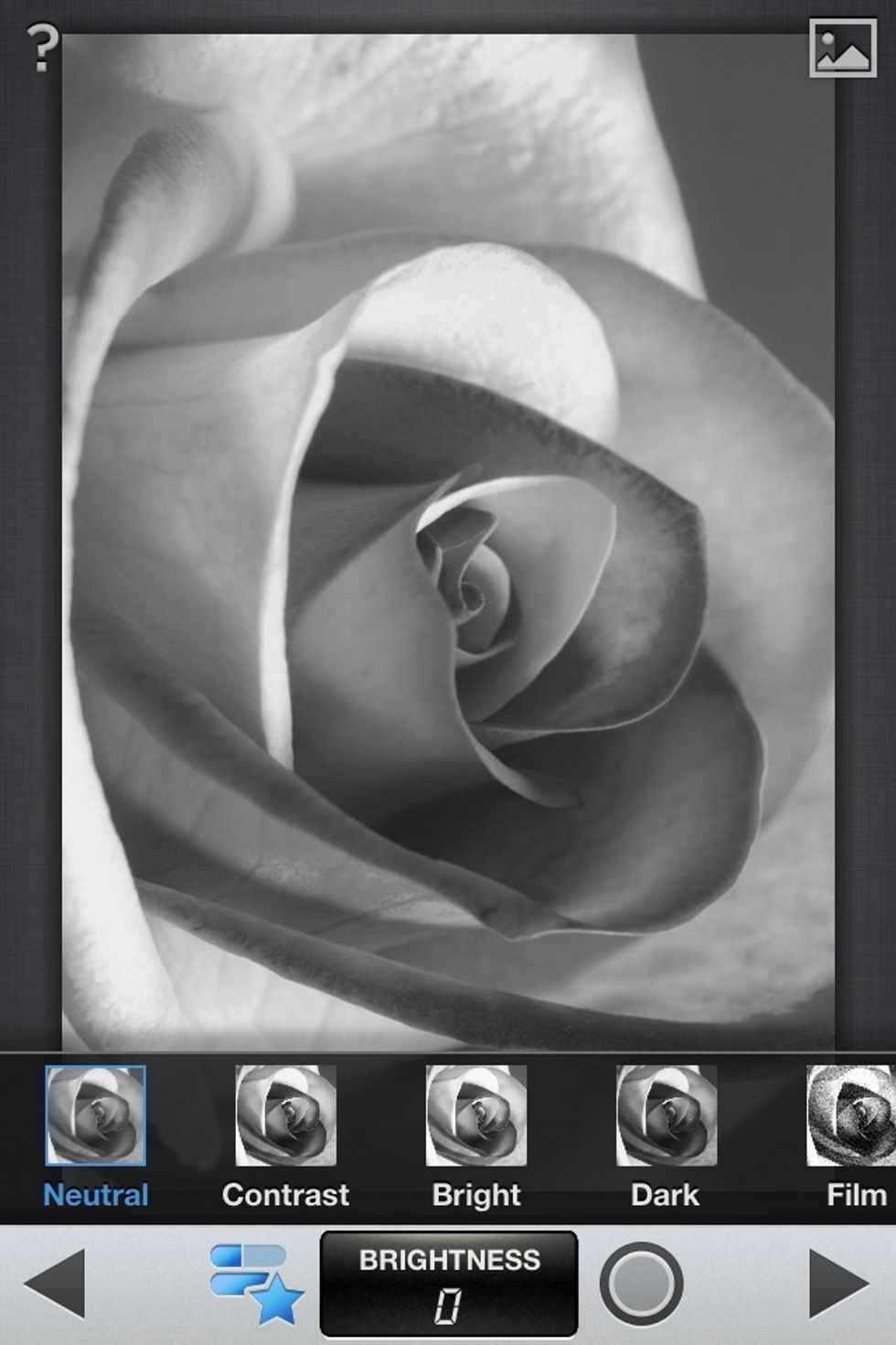 The star opens a preset option menu.