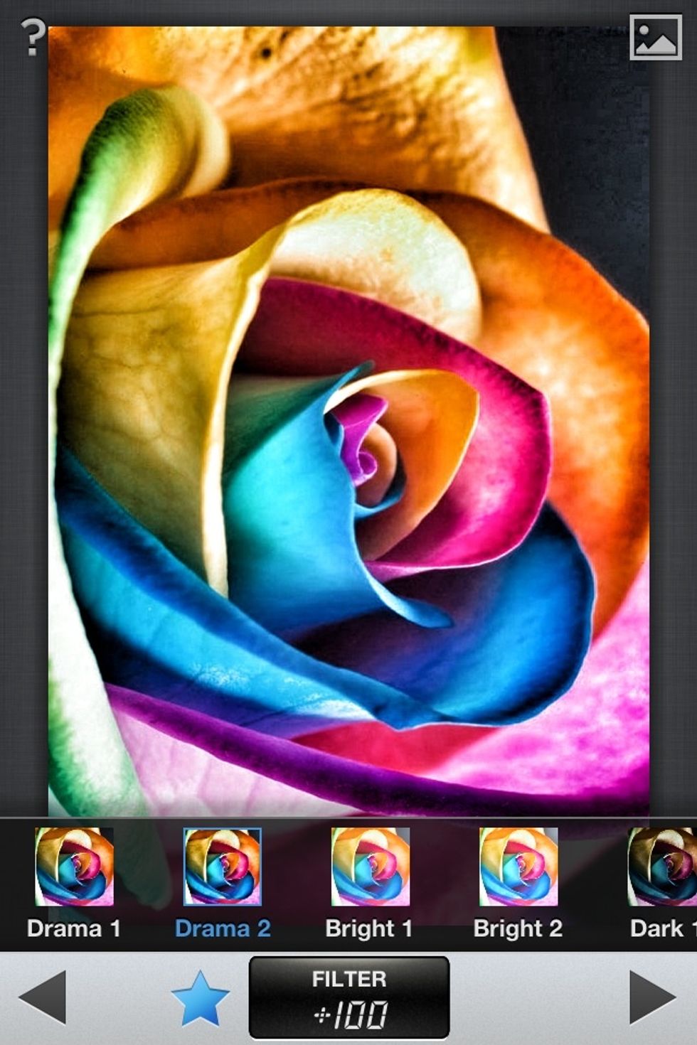 The star opens a preset option menu.
