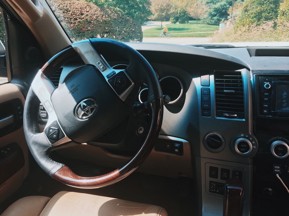 The steering wheel is what you use to direct the car.