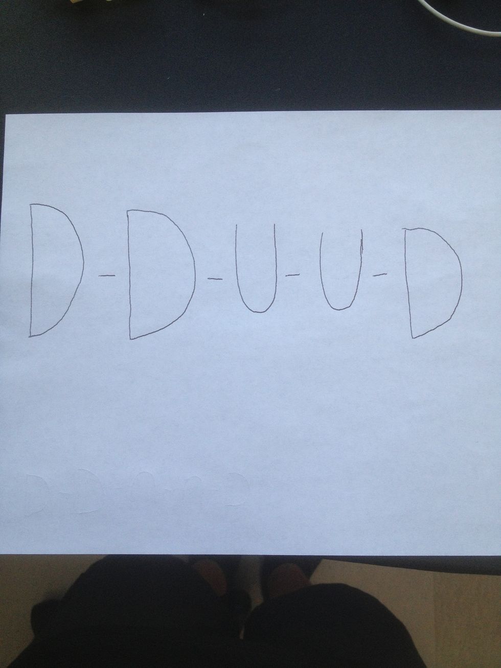 The strum pattern for the entire song is D-D-U-U-D this pattern is down, down, up, up, down. Strike all four strings in a downward and upward motion.