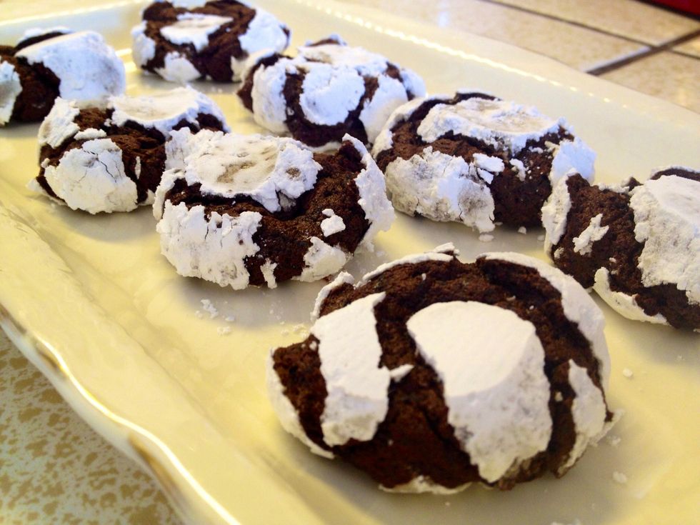 The sugar coating should crack like the picture. Cool the cookies and ENJOY!