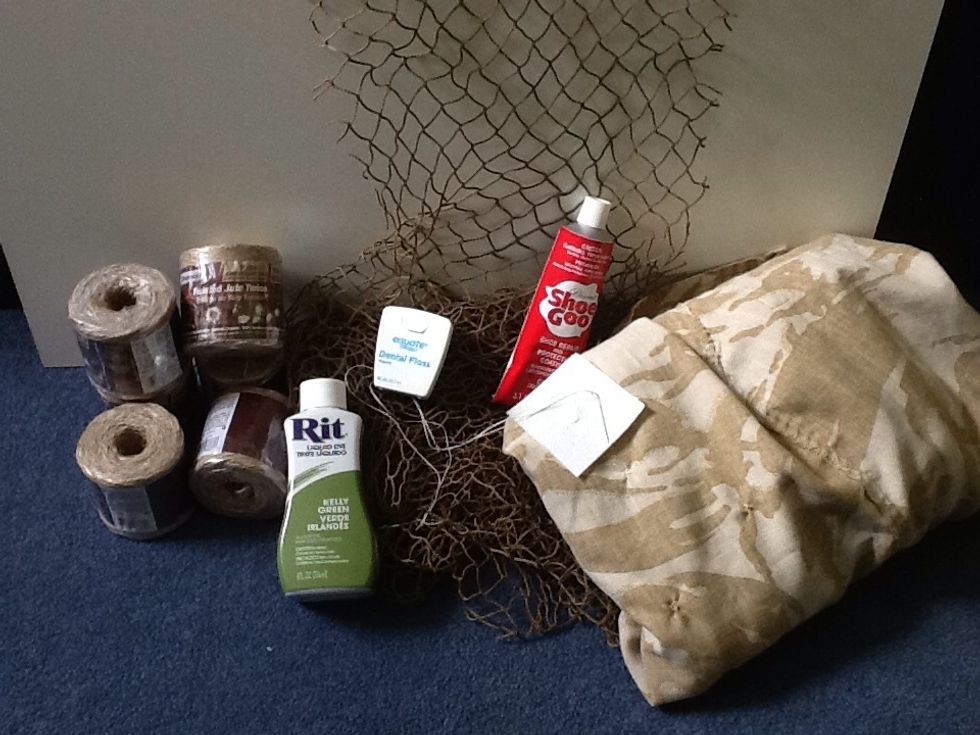 The supplies. Remember, don't start making a ghillie suit unless you are going to finish it! These things aren't easy to make, and take dozens of hours to finish. Patience is key.