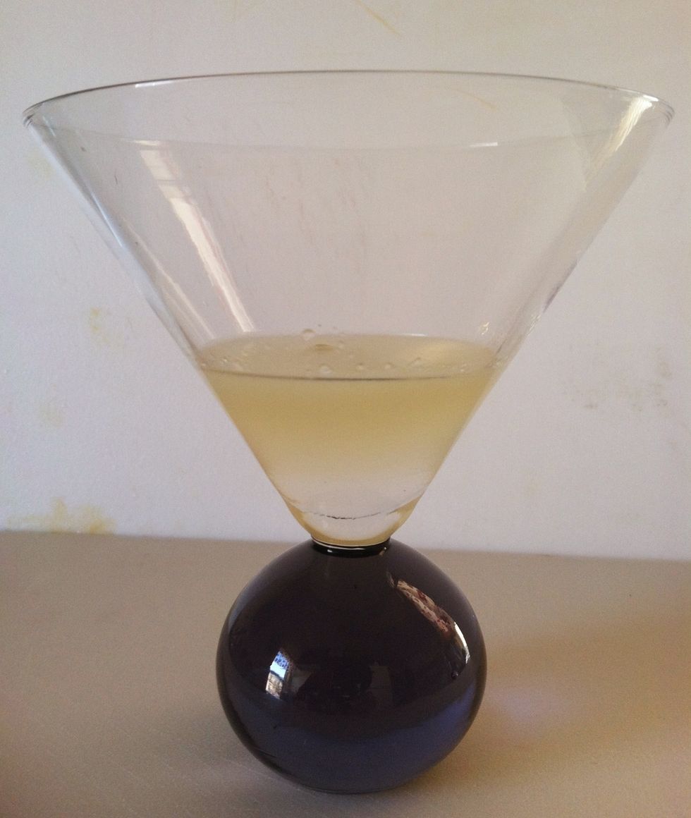 The syrup is suspended over the lime juice.