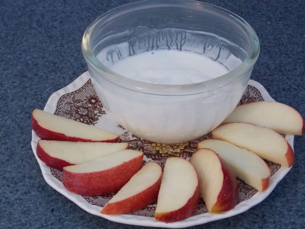 The tea is naturally sweet so there is no need for extra sweetener! (Unless desired.) Tastes great with apples, berries, pineapples....pretty much any fruit!