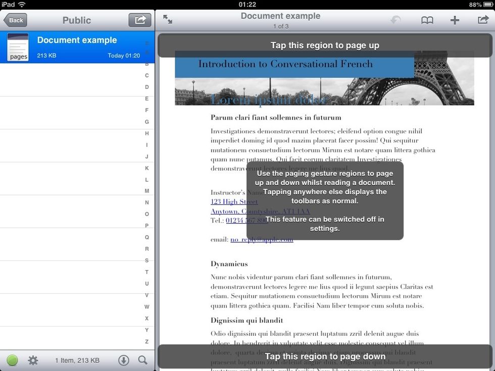 The teacher can select and preview the student's file in Documents Pro whether Pages, Word document or PDF file types.