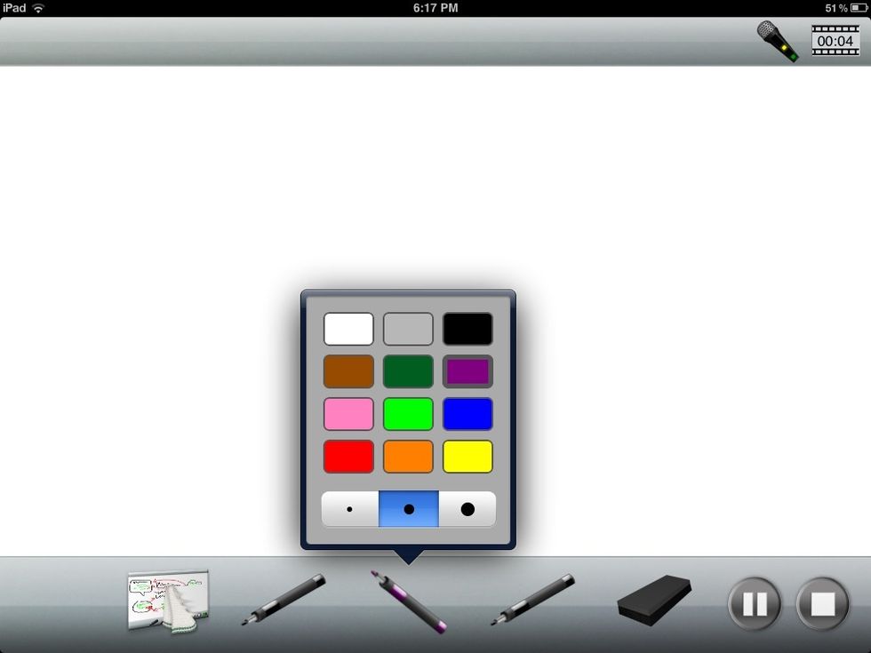 The third option includes three markers that have color and width option. Tap a marker to activate the option window.