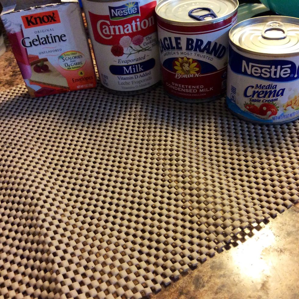 The three milks and the unflavored gelatin. I'm pretty sure everyone knows what the Nutella jar looks like\ud83d\udc4d\ud83c\udffc