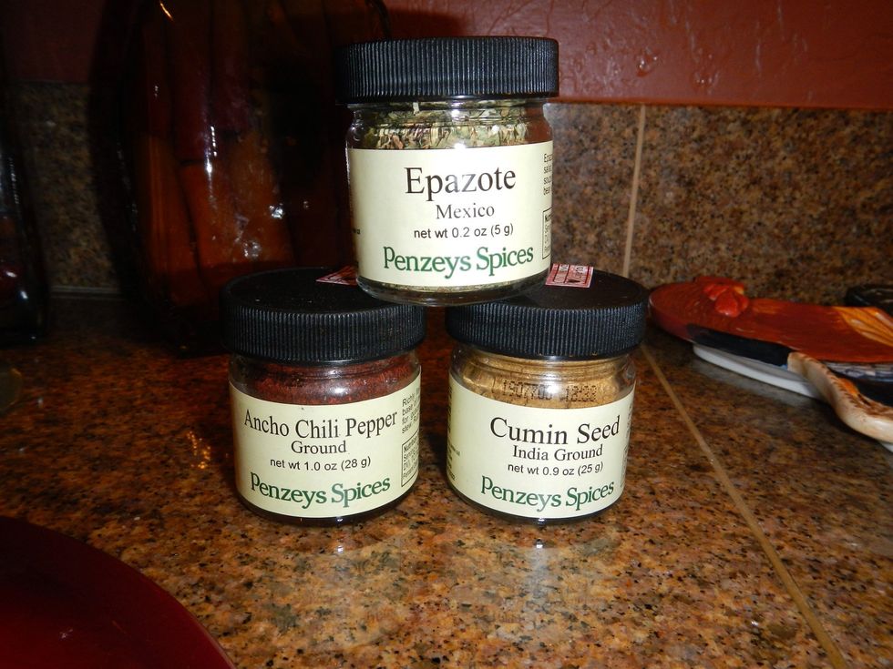 The three spices I used to season the short ribs, 2 pinches each