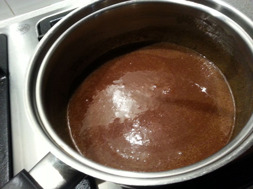 The toffee sauce will have a nice sheen to it. Slice the toffee pudding. Pour the hot toffee sauce while the pudding is still warm. The pudding will absorb the sauce.