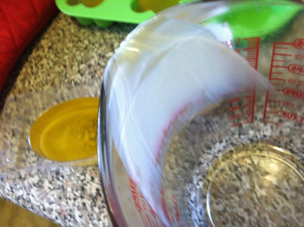 The top of your measuring cup and insides will start to build up with the mixture. Just put it back in the microwave for about 30 secs to re-melt.