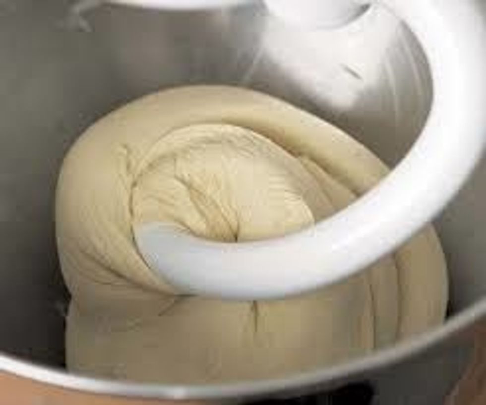 The total mixing time will vary depending on the level of gluten in the flour and the temperature of the water. Cool water is preferable. Developing the gluten structure allows for a better rising.