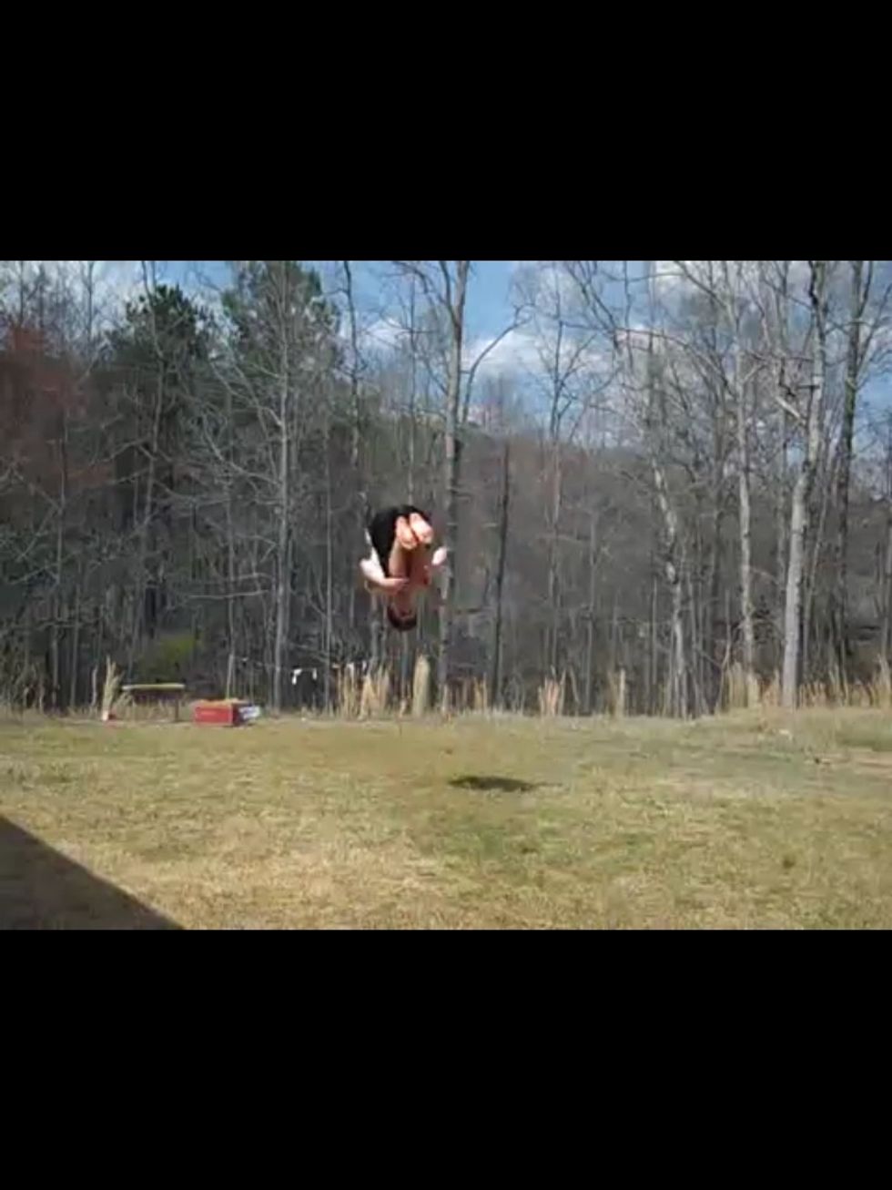 The Tuck: Once you've reached your peak, whip your hands as hard as you can to your knees and use your core tuck into a ball. Hold this position until you are ready to spot the landing.