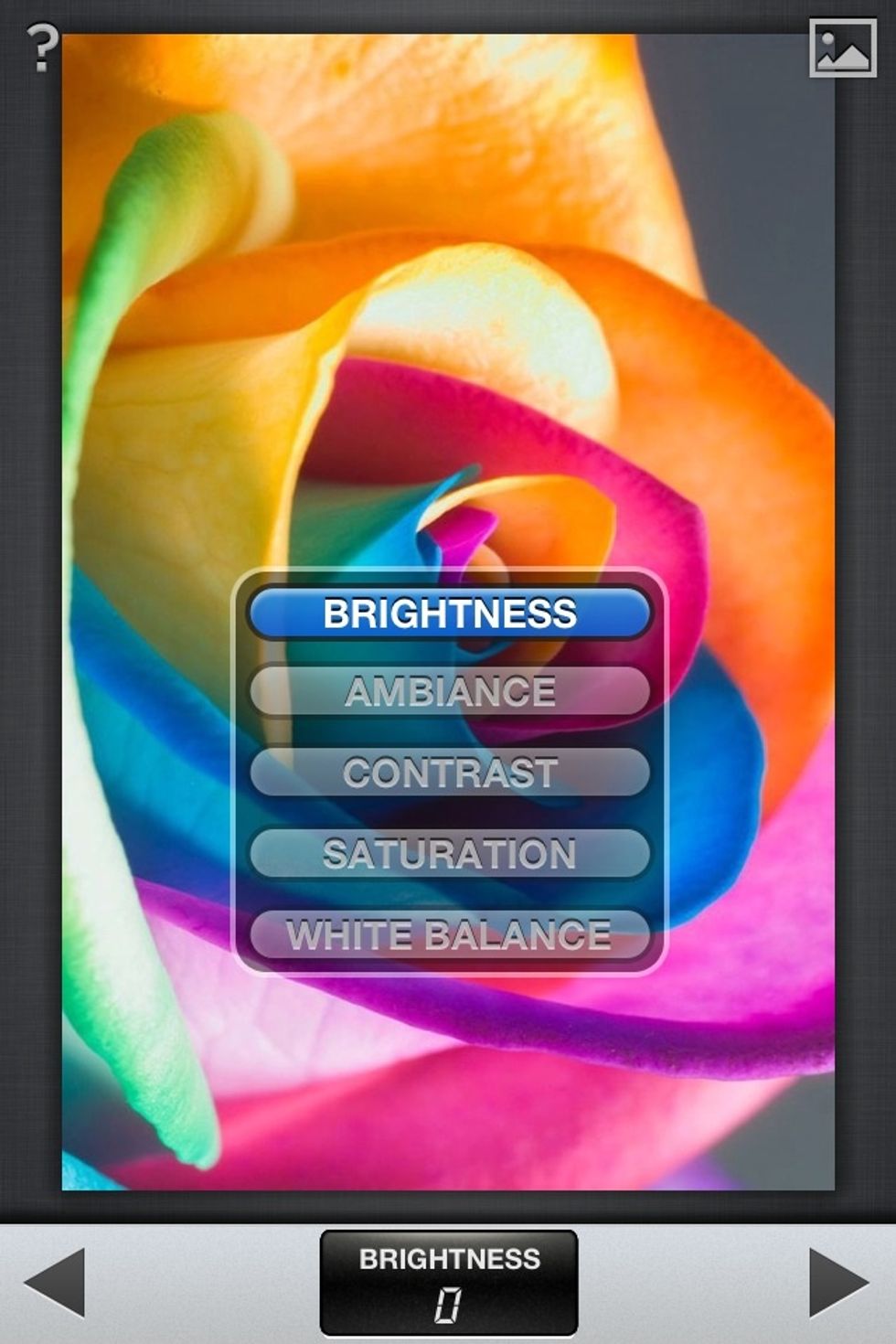 The Tune Image menu.