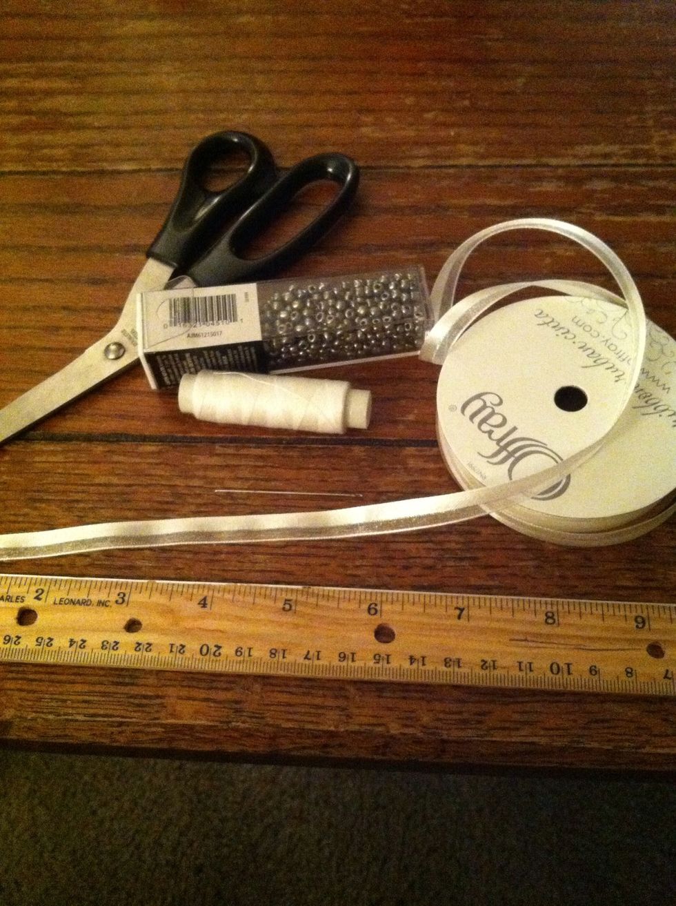 The type of ribbon and beads you use effect the length/amount of supply and final product. Here I'm using 3/8in ribbon and size 11 seed beads.