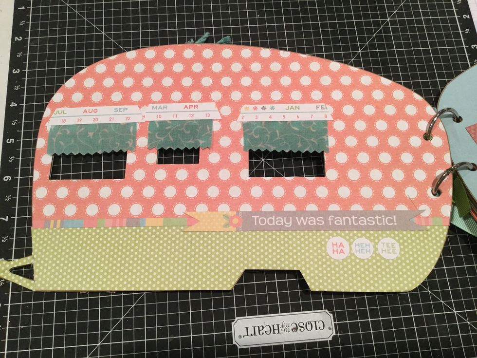 The valances are made from a zip strip. Glue the zip strip to the top of the valances after they dry. I angled the zip strip edge. You can use regular bonding memories glue to attach zip strips.