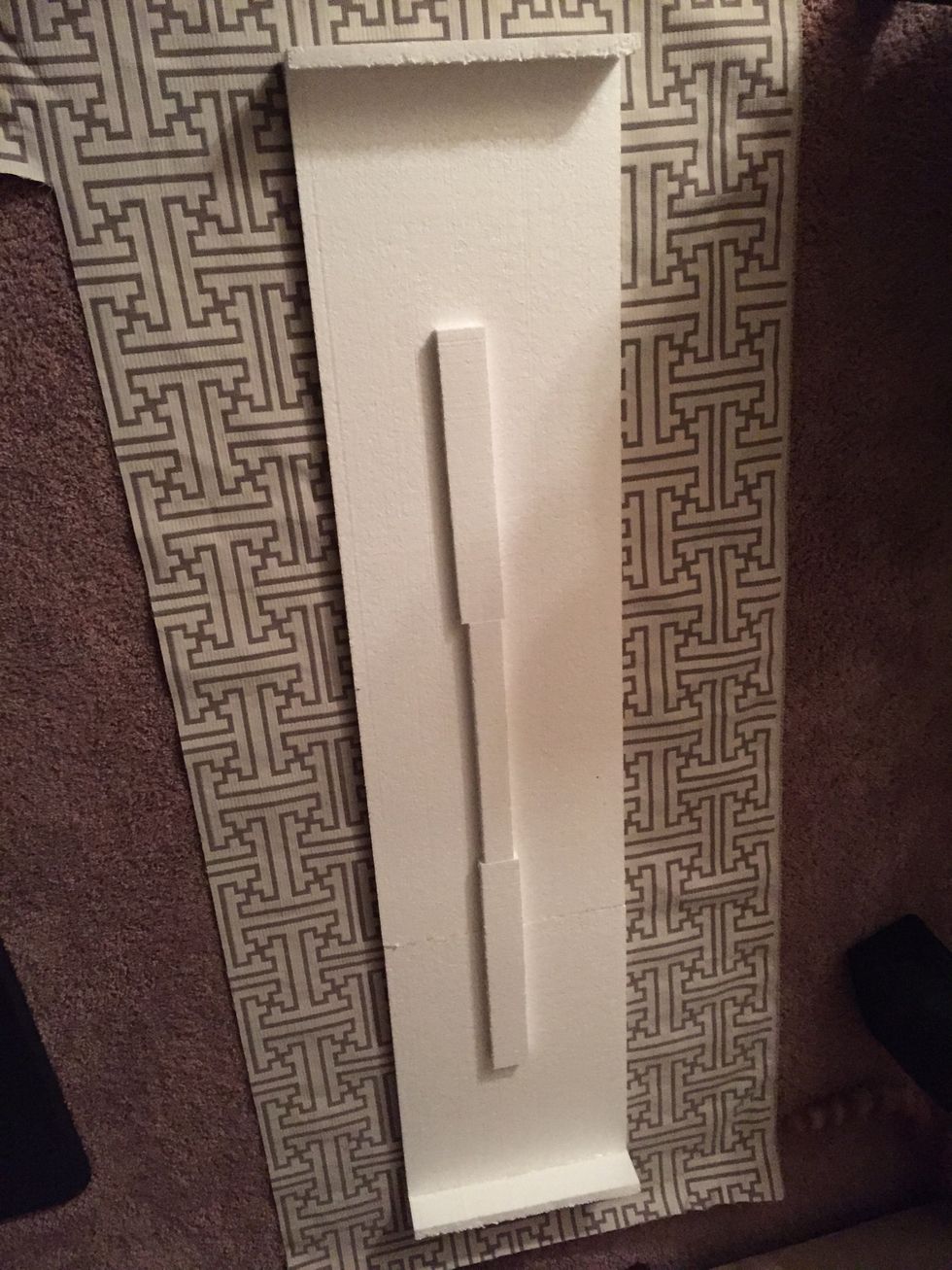 The valence is done, now it's time for fabric. You want your fabric to wrap around the board. My length is 59.75" add another 6" on each side to wrap around the back of the side panels.